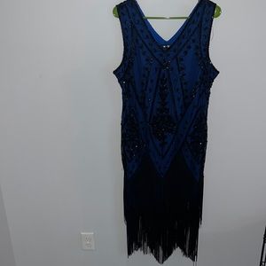 Blue sequin 1920s flapper dress XXL by PrettyGuide
